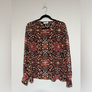 Equipment Liam Southwest Aztec Boho Print Silk Top Size Medium